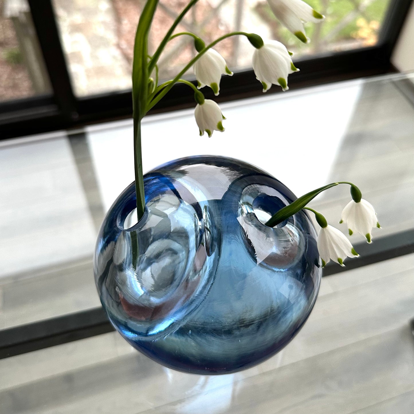 Large & Small Double Bubble Sapphire Blue Sprouting Vase