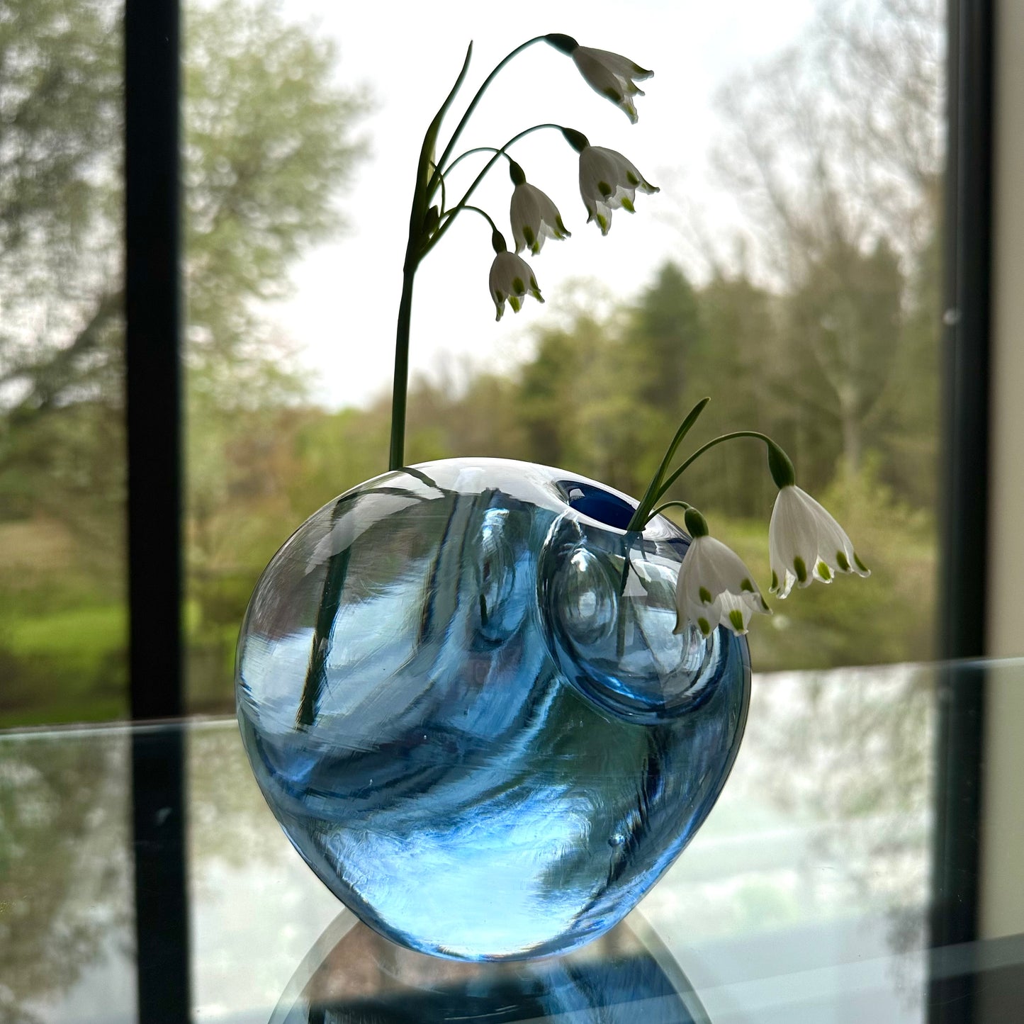 Large & Small Double Bubble Sapphire Blue Sprouting Vase