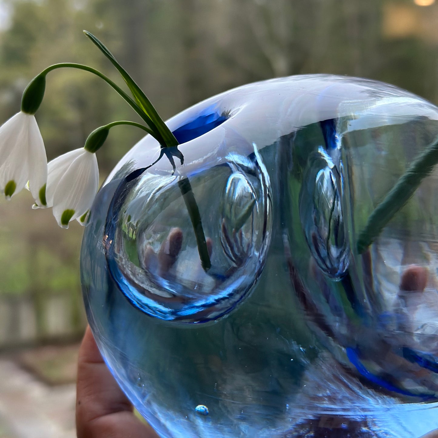 Large & Small Double Bubble Sapphire Blue Sprouting Vase