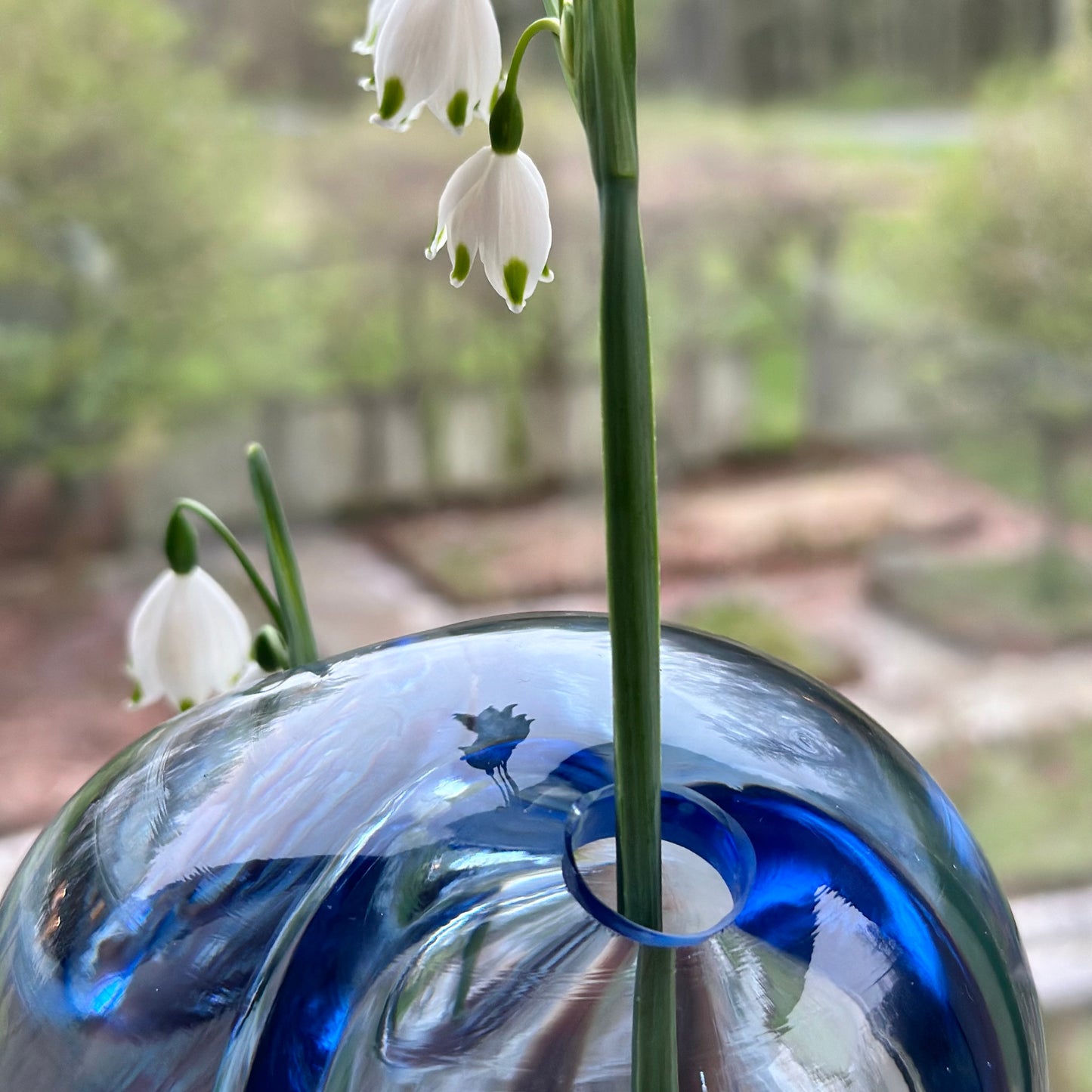 Large & Small Double Bubble Sapphire Blue Sprouting Vase