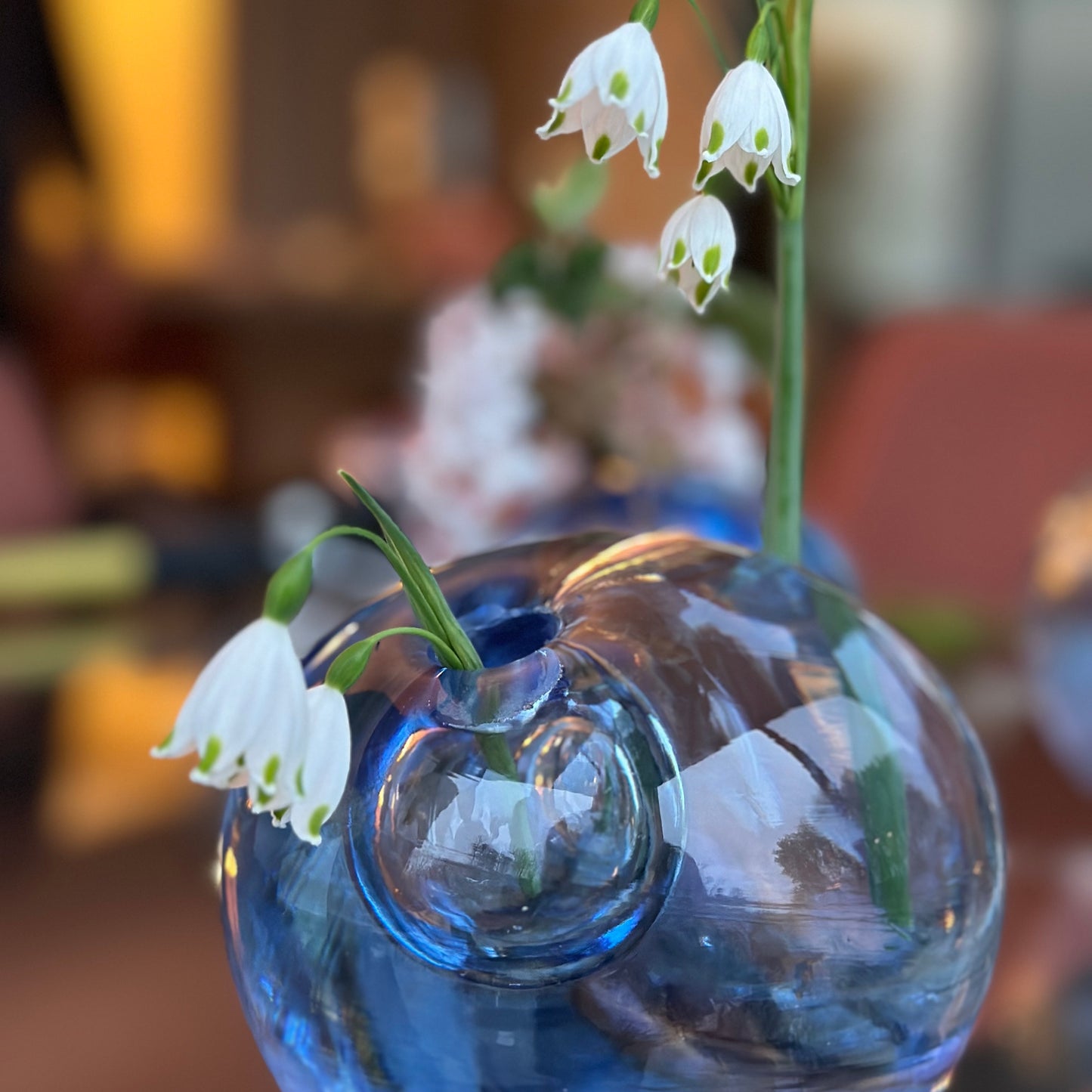 Large & Small Double Bubble Sapphire Blue Sprouting Vase