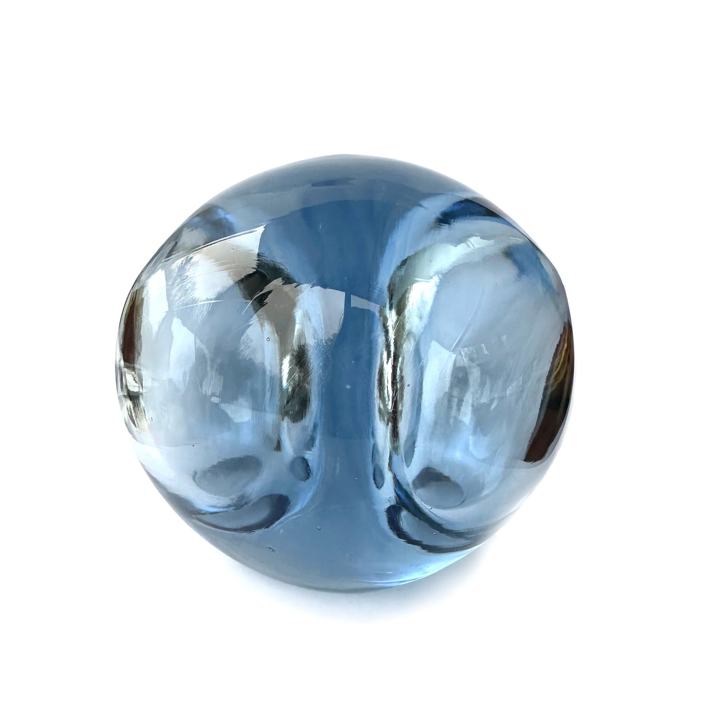 Mirror Double Bubble Sapphire Blue Sprouting Vessel