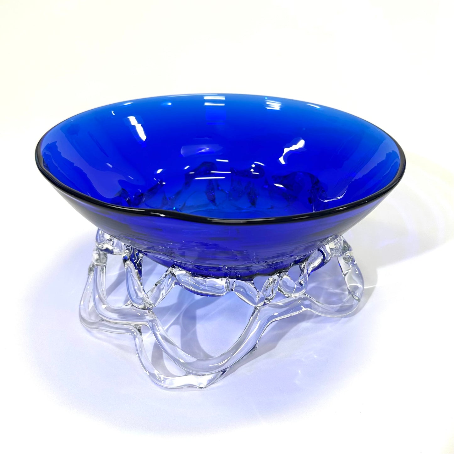 Large Cobalt Bowl with Sculpted Foot