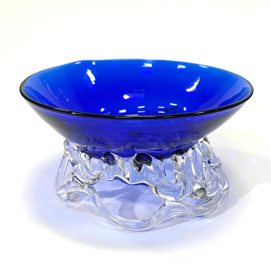 Large Cobalt Bowl with Sculpted Foot