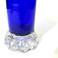 Cobalt Blue Cylinder Vase with Pinched Clear Foot