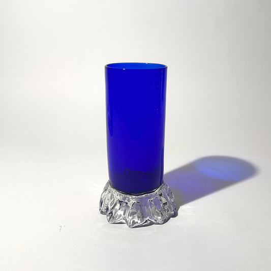 Floral Footed Vase in Cobalt Blue